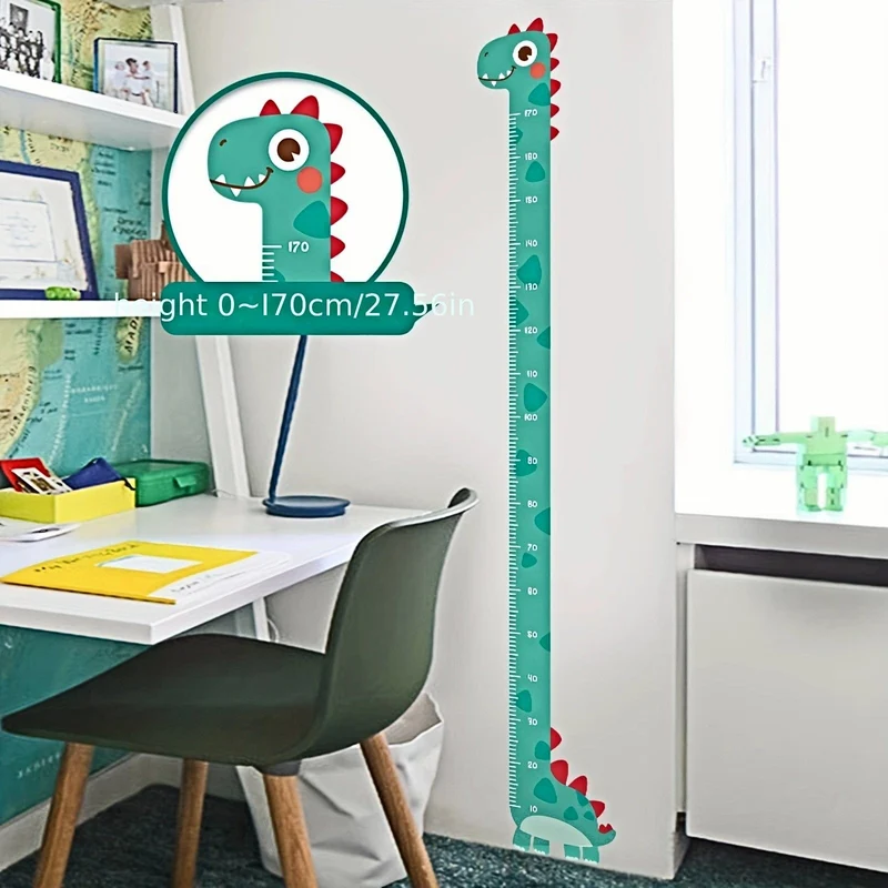 1 Stück Einhorn-Giraffe-Dinosaurier-Höhen-Wandaufkleber – kreativer Cartoon-Messhöhenaufkleber für Raum- und Heimdekoration – selbstklebend und abnehmbar