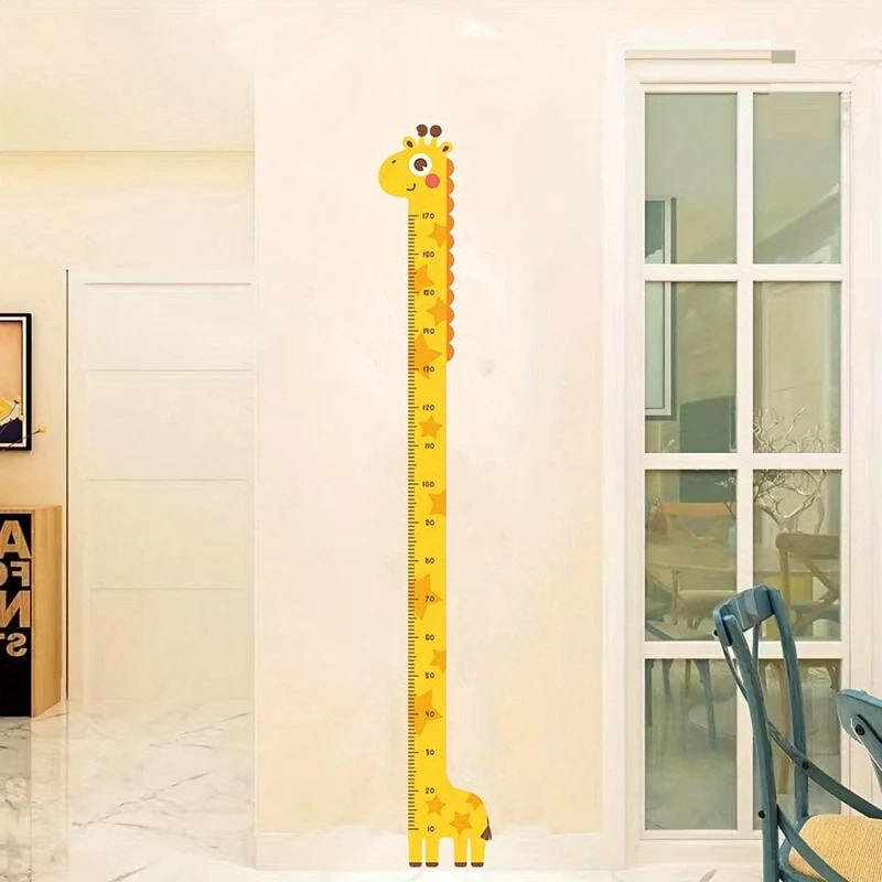 1 Stück Einhorn-Giraffe-Dinosaurier-Höhen-Wandaufkleber – kreativer Cartoon-Messhöhenaufkleber für Raum- und Heimdekoration – selbstklebend und abnehmbar