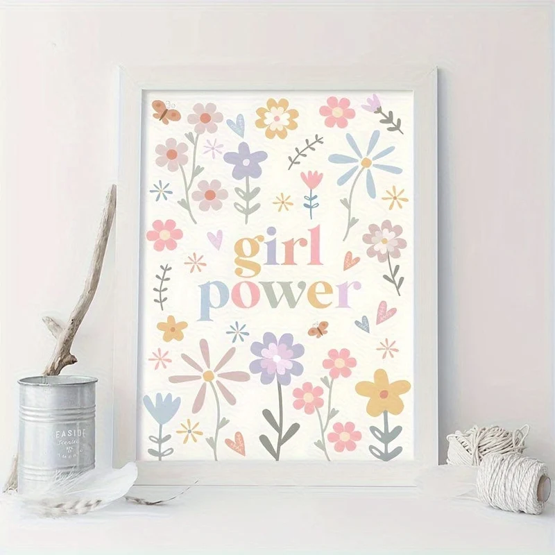 1 Stück Leinwandposter, moderne Kunst, Kinderzimmer-Holzschild, Dekor für Mädchen, Girl Power, Boho-Kinderzimmer, ideales Geschenk für Schlafzimmer, Wohnzimmer, Flur, Wandkunst, Wanddekoration, Herbstdekoration, Raumdekoration, ohne Rahmen