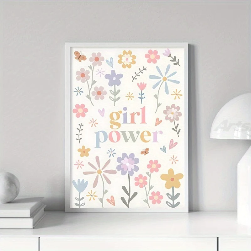 1 Stück Leinwandposter, moderne Kunst, Kinderzimmer-Holzschild, Dekor für Mädchen, Girl Power, Boho-Kinderzimmer, ideales Geschenk für Schlafzimmer, Wohnzimmer, Flur, Wandkunst, Wanddekoration, Herbstdekoration, Raumdekoration, ohne Rahmen