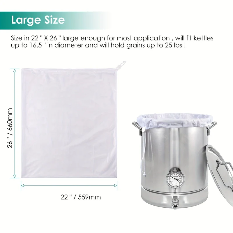 1 Stück wiederverwendbarer Netzfilterbeutel, mehrfach verwendbar, lebensmittelechter Netzbeutel für Kaffee, Saft, Tee, Nussmilch, Filterbeutel für kaltgebrühten Kaffee, Lebensmittelsieb aus Käsetuch (55.88 cm x 66.04 cm)