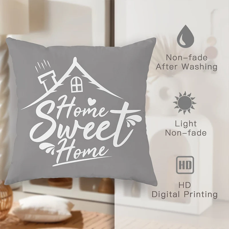 4 Stück, florale geometrische graue Polyester-Kissenbezüge, moderne abstrakte neutrale Kissenbezüge, dekorative Kissenbezüge 45 x 45 cm/18 "x 18" für Wohnzimmer, Schlafzimmer, Sofa, Bett, Dekoration