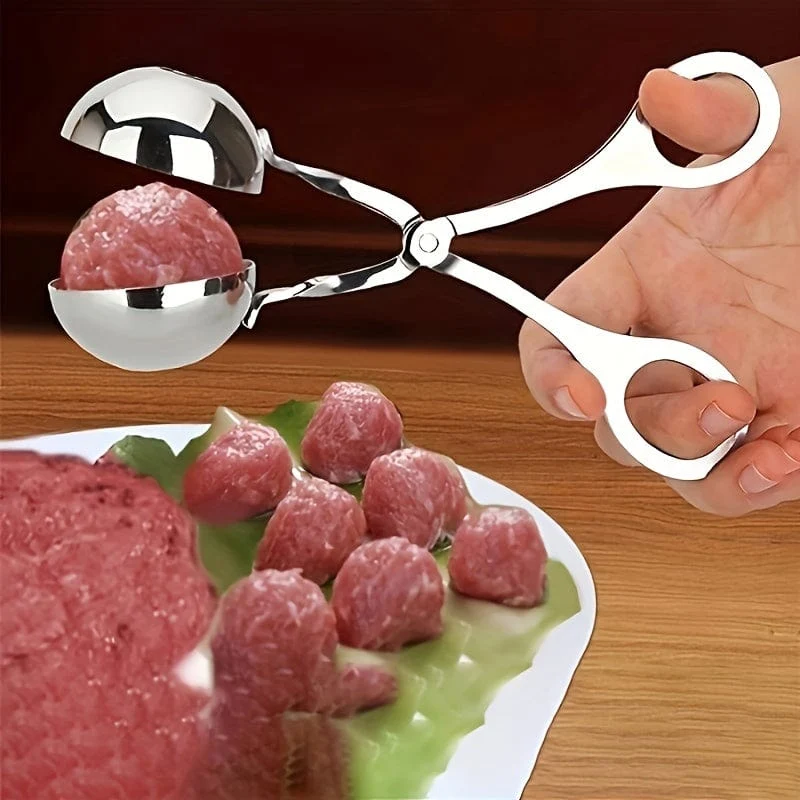 1 Stück Fleischbällchenformer, Fleischbällchenformer aus Edelstahl mit Antihaftbeschichtung, Zange, Cake-Pop-Fleischbällchenformer, Eiszange, Keksteigschaufel für die Küche