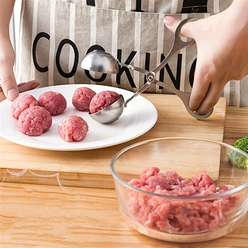 1 Stück Fleischbällchenformer, Fleischbällchenformer aus Edelstahl mit Antihaftbeschichtung, Zange, Cake-Pop-Fleischbällchenformer, Eiszange, Keksteigschaufel für die Küche