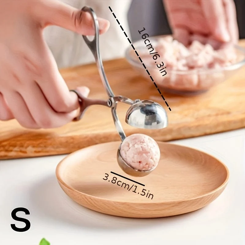 1 Stück Fleischbällchenformer, Fleischbällchenformer aus Edelstahl mit Antihaftbeschichtung, Zange, Cake-Pop-Fleischbällchenformer, Eiszange, Keksteigschaufel für die Küche
