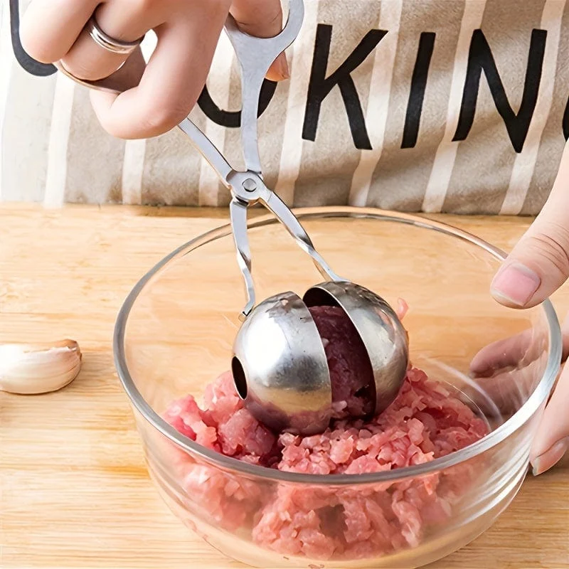 1 Stück Fleischbällchenformer, Fleischbällchenformer aus Edelstahl mit Antihaftbeschichtung, Zange, Cake-Pop-Fleischbällchenformer, Eiszange, Keksteigschaufel für die Küche