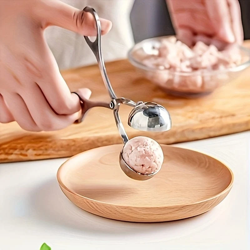 1 Stück Fleischbällchenformer, Fleischbällchenformer aus Edelstahl mit Antihaftbeschichtung, Zange, Cake-Pop-Fleischbällchenformer, Eiszange, Keksteigschaufel für die Küche