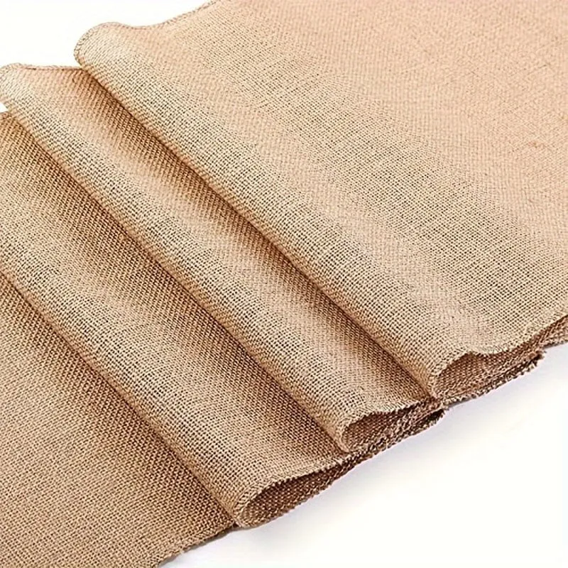 1 Stück, rustikaler Sackleinen-Tischläufer, natürliches Leinenmaterial, einfacher Tischläufer im Landhausstil für Bauernhofpartys und Zusammenkünfte im Freien, ideal für Esstischdekoration und Volksdekoration