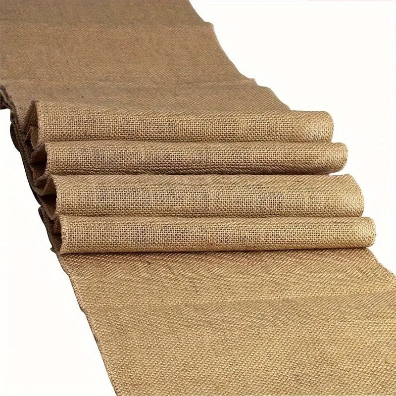 1 Stück, rustikaler Sackleinen-Tischläufer, natürliches Leinenmaterial, einfacher Tischläufer im Landhausstil für Bauernhofpartys und Zusammenkünfte im Freien, ideal für Esstischdekoration und Volksdekoration