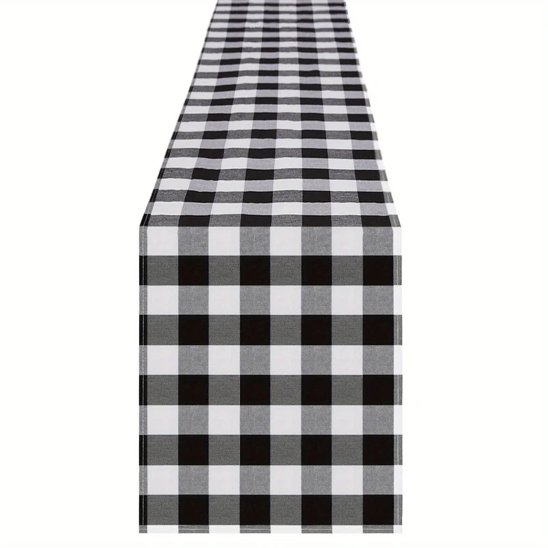 1 Stück roter und weißer Gingham-Tischläufer, 13 x 72 cm großer roter Büffelkaro-Tischdeckenläufer für rustikales Bauernhaus, patriotische Weihnachtshochzeit, Picknick, Camping, Party, Tischdekoration im Freien