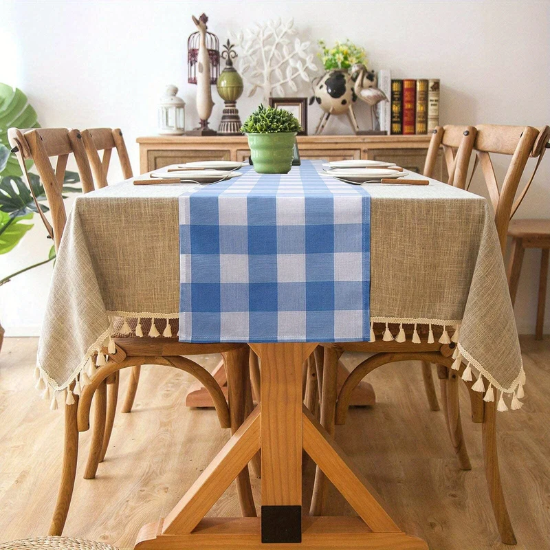 1 Stück roter und weißer Gingham-Tischläufer, 13 x 72 cm großer roter Büffelkaro-Tischdeckenläufer für rustikales Bauernhaus, patriotische Weihnachtshochzeit, Picknick, Camping, Party, Tischdekoration im Freien