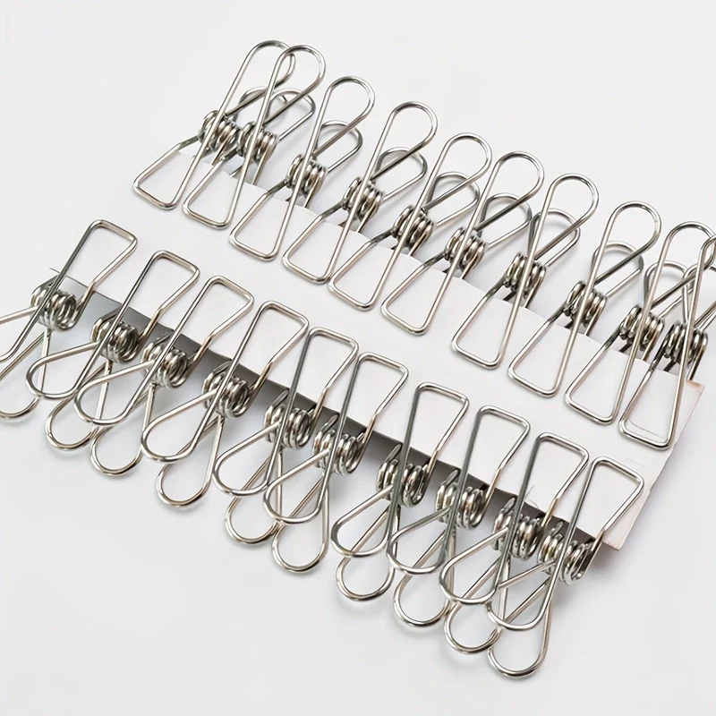 20 Stück Edelstahl-Wäscheklammern, langlebige Wäscheklammern, Mehrzweck-Metalldraht-Utility-Clips für Wäscherei, Zuhause, Küche, Outdoor, Reisen, Büro