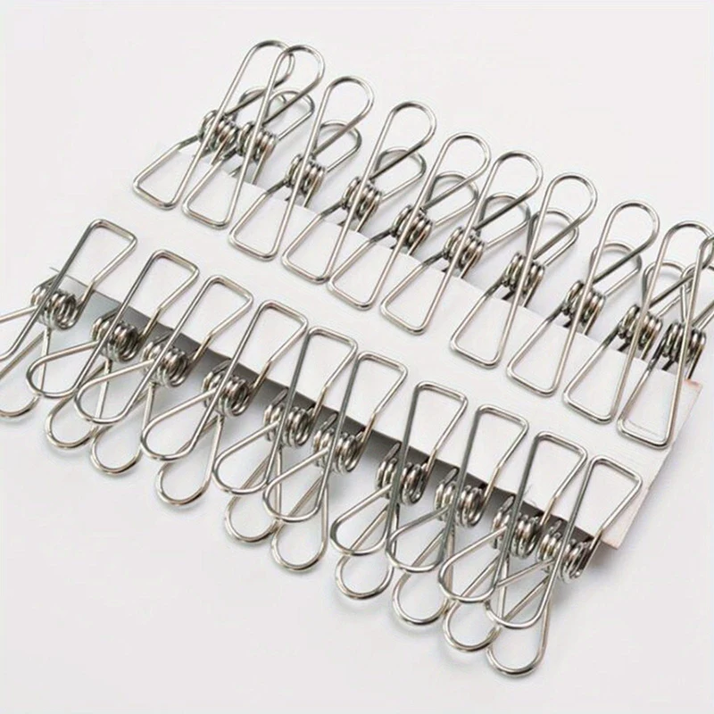 20 Stück Edelstahl-Wäscheklammern, langlebige Wäscheklammern, Mehrzweck-Metalldraht-Utility-Clips für Wäscherei, Zuhause, Küche, Outdoor, Reisen, Büro