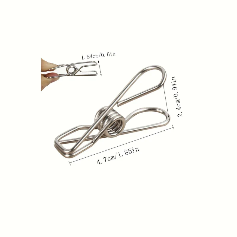 20 Stück Edelstahl-Wäscheklammern, langlebige Wäscheklammern, Mehrzweck-Metalldraht-Utility-Clips für Wäscherei, Zuhause, Küche, Outdoor, Reisen, Büro