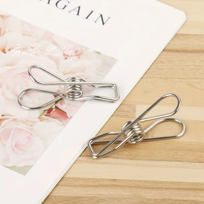 20 Stück Edelstahl-Wäscheklammern, langlebige Wäscheklammern, Mehrzweck-Metalldraht-Utility-Clips für Wäscherei, Zuhause, Küche, Outdoor, Reisen, Büro
