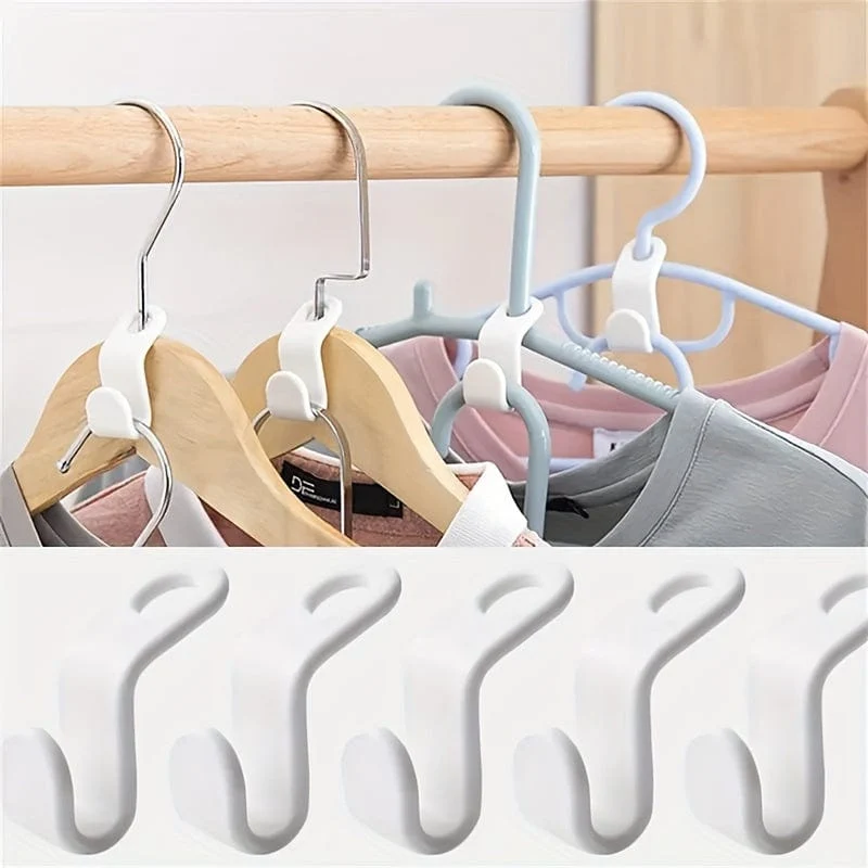 20 Stück/Set Kunststoff-Kleiderbügel-Verbindungshaken, langlebige, robuste Haken für Kleidung, Platzsparer im Haushalt für die Kleidungsorganisation von Schrank, Kleiderschrank, Zuhause, Wohnheim, zurück zum College. Unverzichtbar