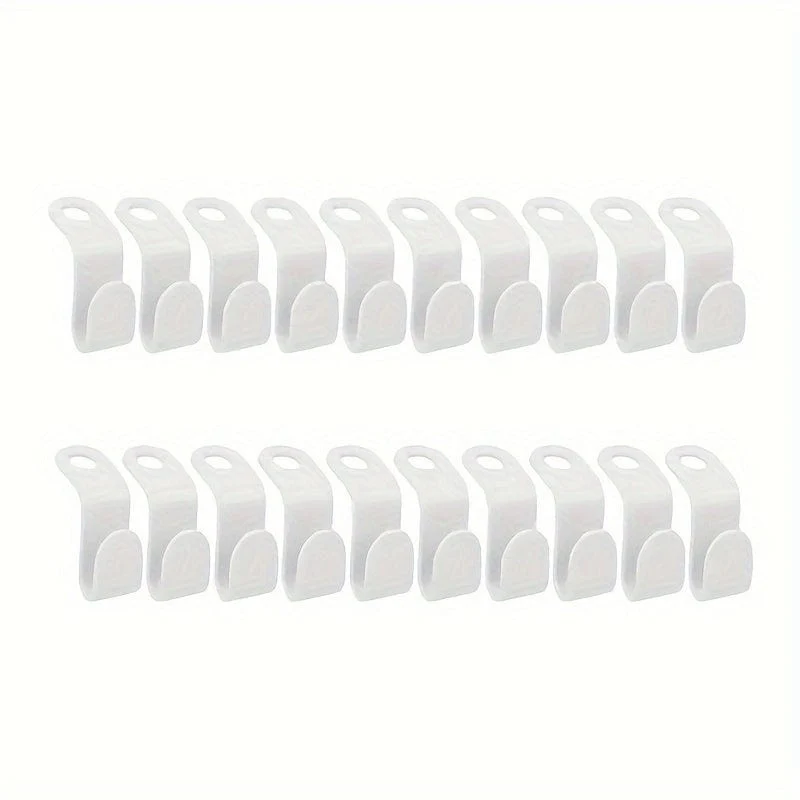 20 Stück/Set Kunststoff-Kleiderbügel-Verbindungshaken, langlebige, robuste Haken für Kleidung, Platzsparer im Haushalt für die Kleidungsorganisation von Schrank, Kleiderschrank, Zuhause, Wohnheim, zurück zum College. Unverzichtbar