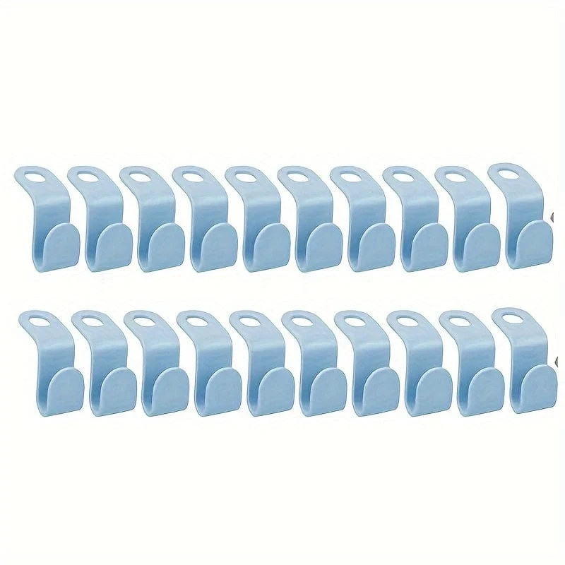 20 Stück/Set Kunststoff-Kleiderbügel-Verbindungshaken, langlebige, robuste Haken für Kleidung, Platzsparer im Haushalt für die Kleidungsorganisation von Schrank, Kleiderschrank, Zuhause, Wohnheim, zurück zum College. Unverzichtbar