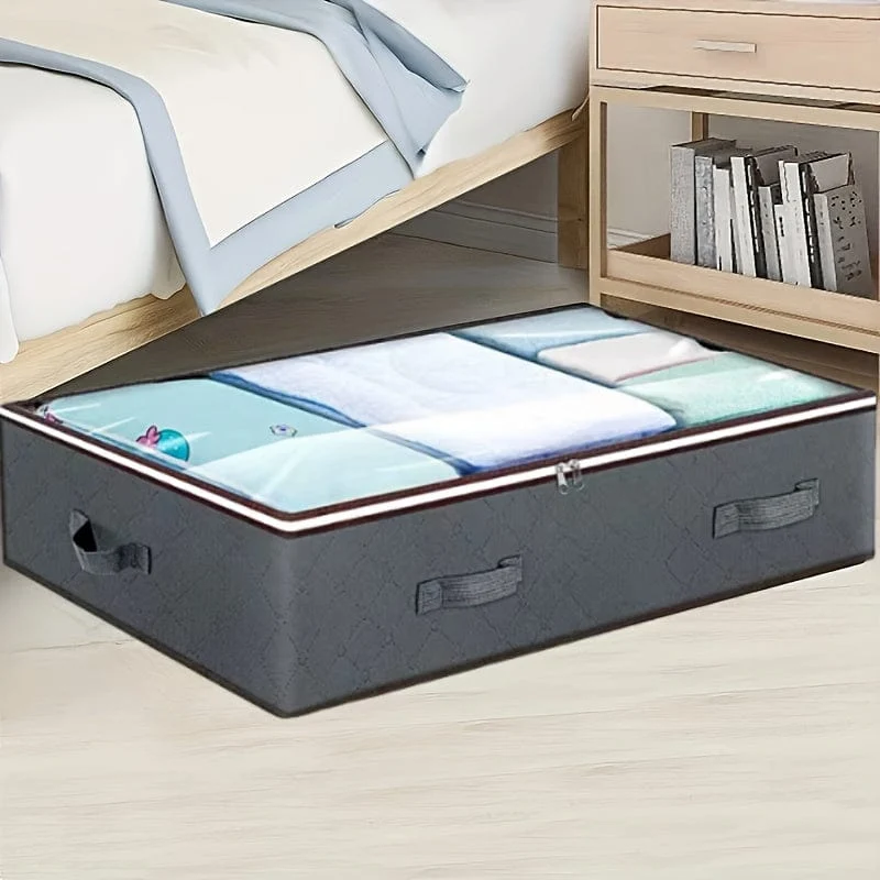 1 Stück faltbare Aufbewahrungstasche unter dem Bett mit Griffen und sichtbarem Fenster, große Aufbewahrungsbehälter für Kleidung, Bücher, Spielzeug, Bettwäsche, Spar-Organizer für unter dem Bett, Schrank, Kleiderschrank, Schlafzimmer, Wohnheim, Schlafzimmerzubehör