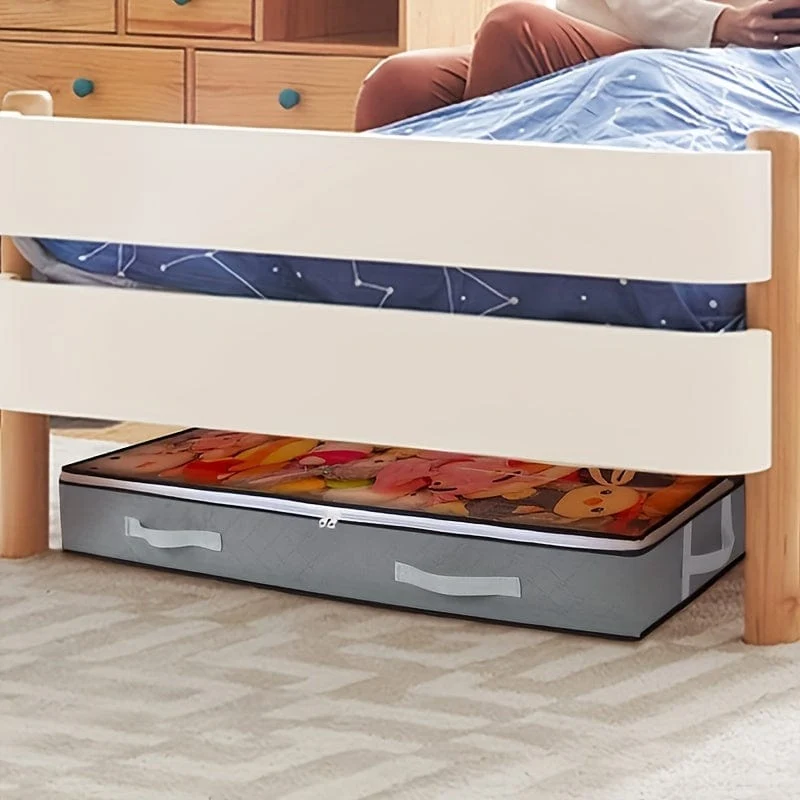 1 Stück faltbare Aufbewahrungstasche unter dem Bett mit Griffen und sichtbarem Fenster, große Aufbewahrungsbehälter für Kleidung, Bücher, Spielzeug, Bettwäsche, Spar-Organizer für unter dem Bett, Schrank, Kleiderschrank, Schlafzimmer, Wohnheim, Schlafzimmerzubehör