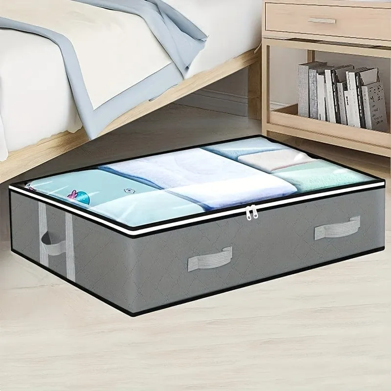 1 Stück faltbare Aufbewahrungstasche unter dem Bett mit Griffen und sichtbarem Fenster, große Aufbewahrungsbehälter für Kleidung, Bücher, Spielzeug, Bettwäsche, Spar-Organizer für unter dem Bett, Schrank, Kleiderschrank, Schlafzimmer, Wohnheim, Schlafzimmerzubehör
