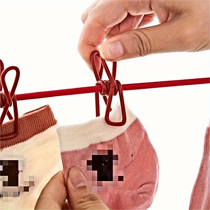 1 Stück tragbare Reise-Wäscheleine, einziehbare Camping-Wäscheleine, verstellbare Wäscheleine mit 12 Stück Clips, Trocknen von Kleidung für draußen und drinnen, Heimbedarf