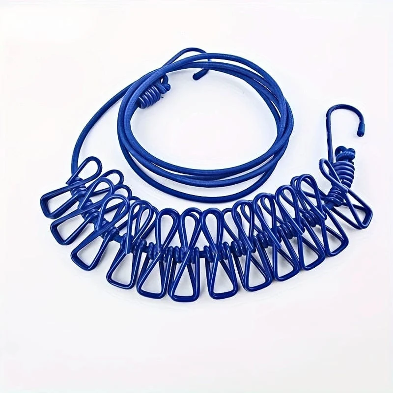 1 Stück tragbare Reise-Wäscheleine, einziehbare Camping-Wäscheleine, verstellbare Wäscheleine mit 12 Stück Clips, Trocknen von Kleidung für draußen und drinnen, Heimbedarf