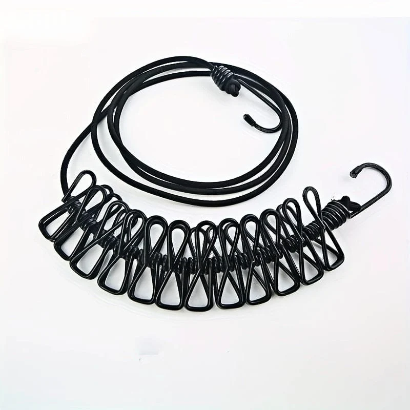 1 Stück tragbare Reise-Wäscheleine, einziehbare Camping-Wäscheleine, verstellbare Wäscheleine mit 12 Stück Clips, Trocknen von Kleidung für draußen und drinnen, Heimbedarf