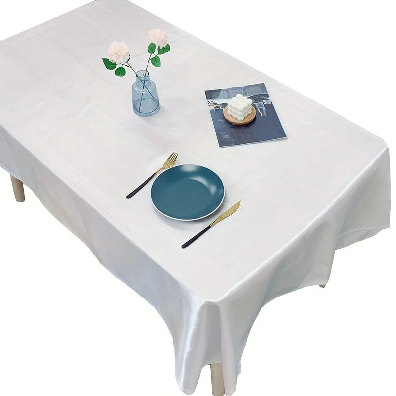 1 Stück, Tischdecke aus Polyester, Tischdekoration im modernen Stil, wasserdichte und ölbeständige große Bankett-Tischdecke, rechteckige, schlichte Tischdecke in Volltonfarbe, für Picknick oder Feiertagsparty, Raumdekoration, Hochzeitsdekoration