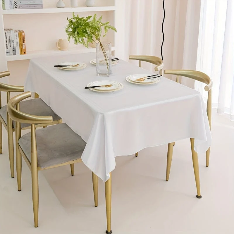 1 Stück, Tischdecke aus Polyester, Tischdekoration im modernen Stil, wasserdichte und ölbeständige große Bankett-Tischdecke, rechteckige, schlichte Tischdecke in Volltonfarbe, für Picknick oder Feiertagsparty, Raumdekoration, Hochzeitsdekoration