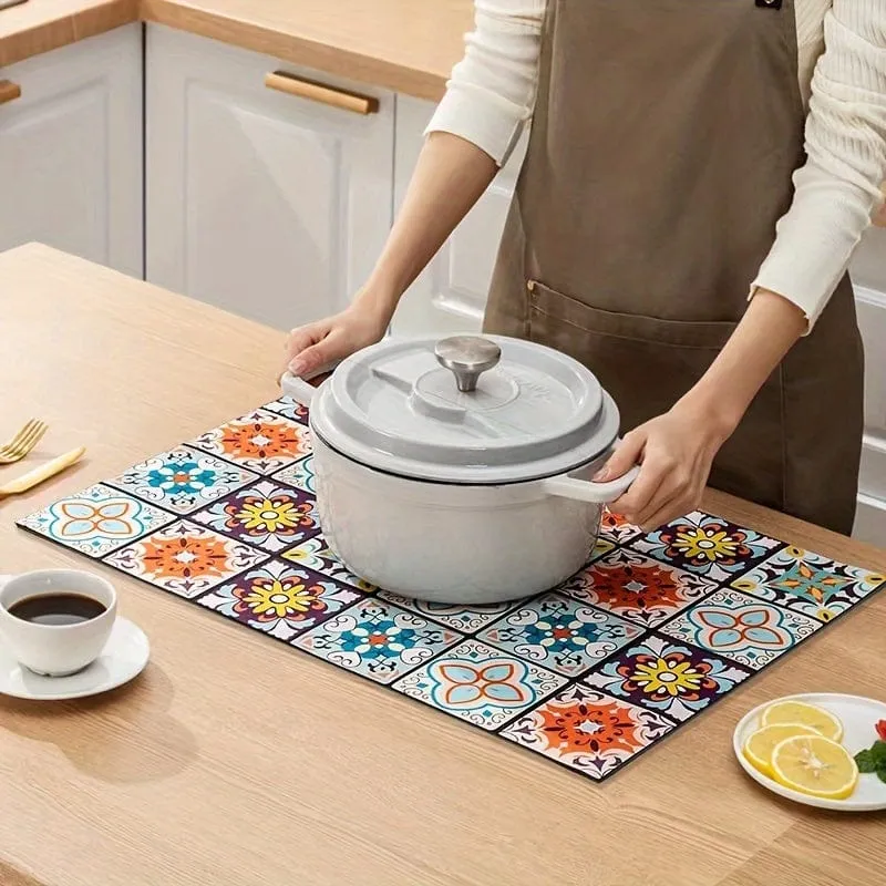 1 Stück, Abtropfunterlage, saugfähige Matte für Kaffeemaschinen, saugfähige Unterlage für Küchenarbeitsplatten, Abflussmatte für Waschtisch, saugfähige Matte aus weichem Kieselalgenschlamm für Wasserhähne, Tassenmatte für Toilettenwaschtisch, Küchenzubehör, Badezimmerzubehör