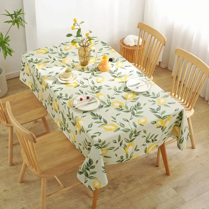 1-teilige Tischdecke, wasser- und ölfeste PVC-Tischdecke im nordischen Stil mit Zitronenbaum-Blume, staubdichtes Dekotuch, Tischdecke für Wohnzimmer, Couchtisch