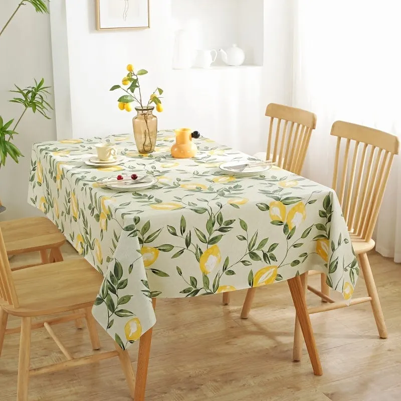 1-teilige Tischdecke, wasser- und ölfeste PVC-Tischdecke im nordischen Stil mit Zitronenbaum-Blume, staubdichtes Dekotuch, Tischdecke für Wohnzimmer, Couchtisch