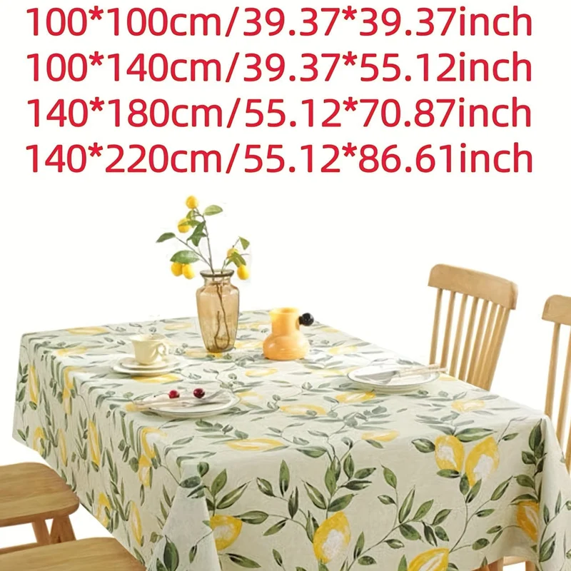 1-teilige Tischdecke, wasser- und ölfeste PVC-Tischdecke im nordischen Stil mit Zitronenbaum-Blume, staubdichtes Dekotuch, Tischdecke für Wohnzimmer, Couchtisch