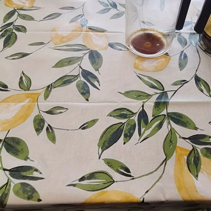 1-teilige Tischdecke, wasser- und ölfeste PVC-Tischdecke im nordischen Stil mit Zitronenbaum-Blume, staubdichtes Dekotuch, Tischdecke für Wohnzimmer, Couchtisch