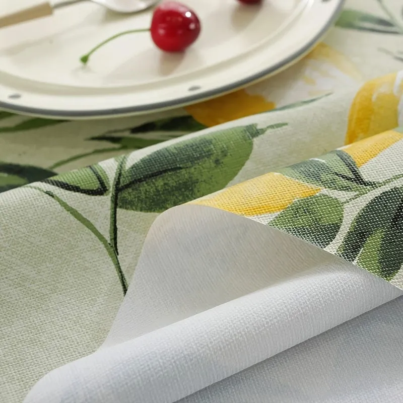 1-teilige Tischdecke, wasser- und ölfeste PVC-Tischdecke im nordischen Stil mit Zitronenbaum-Blume, staubdichtes Dekotuch, Tischdecke für Wohnzimmer, Couchtisch