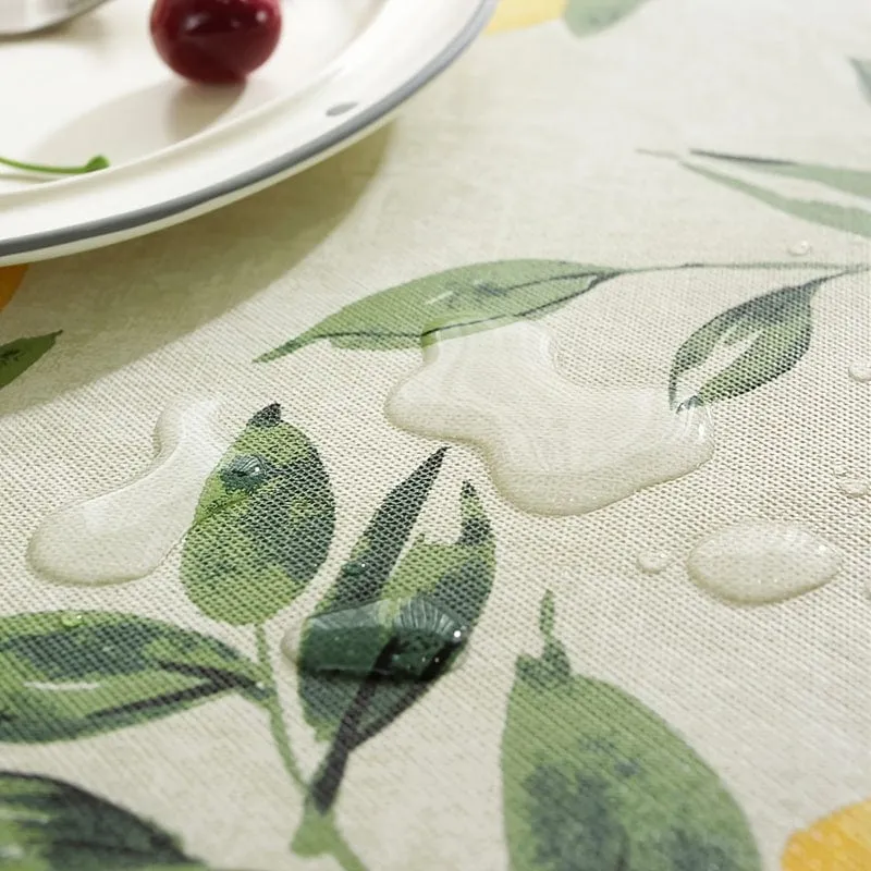 1-teilige Tischdecke, wasser- und ölfeste PVC-Tischdecke im nordischen Stil mit Zitronenbaum-Blume, staubdichtes Dekotuch, Tischdecke für Wohnzimmer, Couchtisch