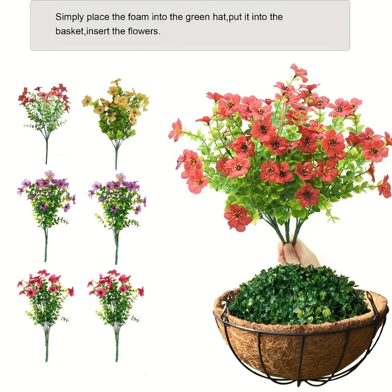 1 Stück künstliche Hängeblumen im Korb, künstliches Petunien-Blumenarrangement, Kokosnuss-Futterkorb mit Prunkwinden, Kunstpflanzen für die Dekoration von Terrasse, Garten, Veranda und Deck (mehrfarbig)