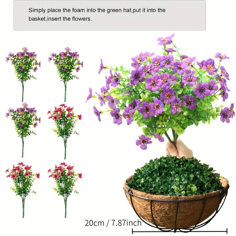 1 Stück künstliche Hängeblumen im Korb, künstliches Petunien-Blumenarrangement, Kokosnuss-Futterkorb mit Prunkwinden, Kunstpflanzen für die Dekoration von Terrasse, Garten, Veranda und Deck (mehrfarbig)