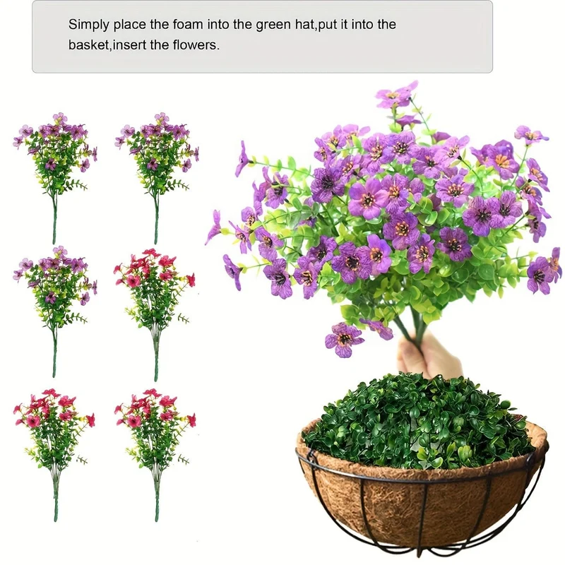 1 Stück künstliche Hängeblumen im Korb, künstliches Petunien-Blumenarrangement, Kokosnuss-Futterkorb mit Prunkwinden, Kunstpflanzen für die Dekoration von Terrasse, Garten, Veranda und Deck (mehrfarbig)