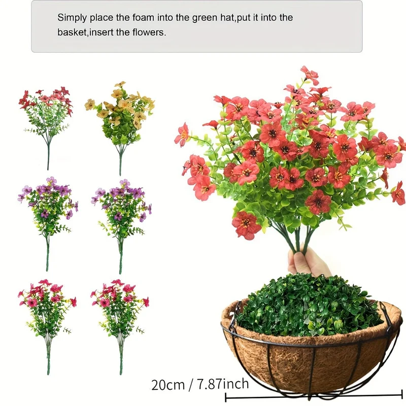 1 Stück künstliche Hängeblumen im Korb, künstliches Petunien-Blumenarrangement, Kokosnuss-Futterkorb mit Prunkwinden, Kunstpflanzen für die Dekoration von Terrasse, Garten, Veranda und Deck (mehrfarbig)