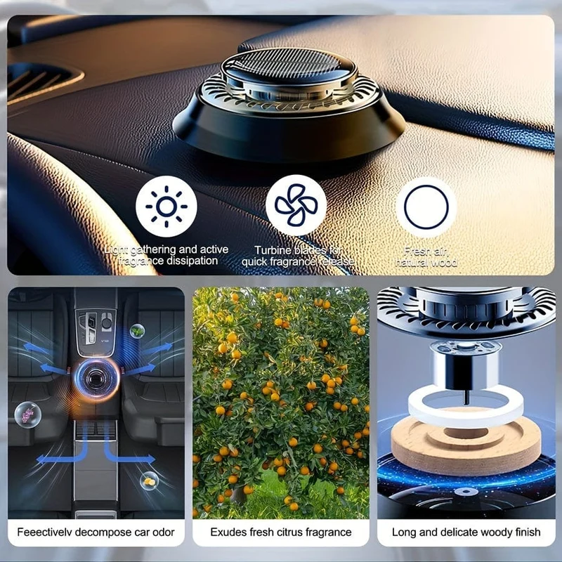 1 Stück Auto-Lufterfrischer, Solar-Auto-Aromatherapie-Diffusor, Auto-Armaturenbrett-Dekoration, Premium-Auto-Innendekorationszubehör