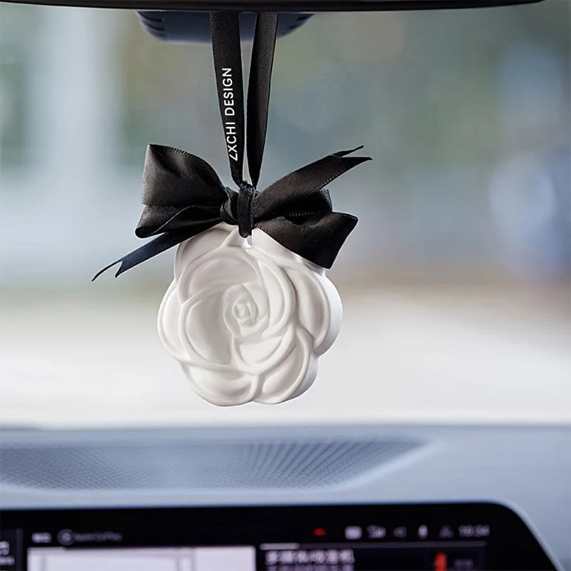 1 Stück Gips-Kamelien-Design, Dufttablette, Auto-Lufterfrischer – Aromatherapie-Tablette zum Aufhängen im Auto-Rückspiegel – Auto-Lufterfrischer für Männer und Frauen