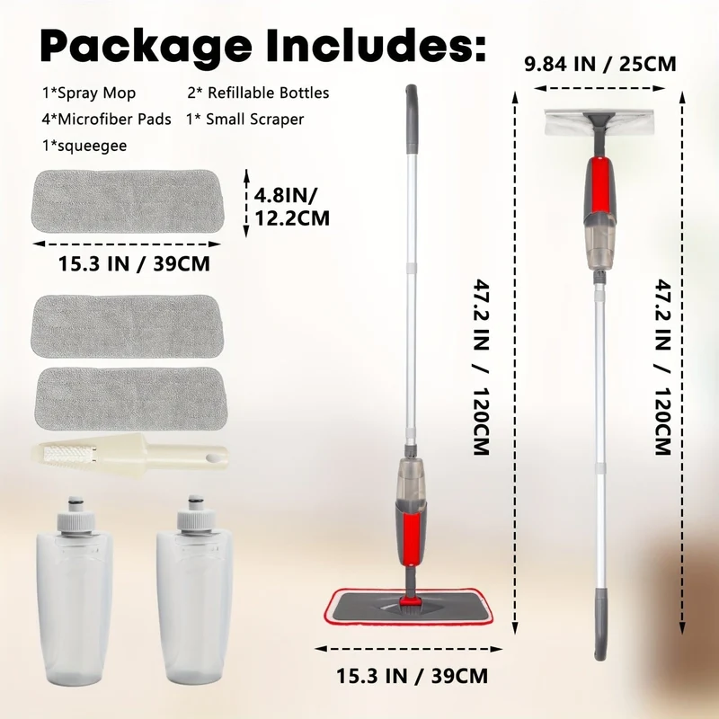 Mehrzweck-Sprühmopp-Set für die Küche zu Hause, Hartholz, Laminat, Vinylplanken, wiederverwendbare waschbare Pads, nachfüllbares Sprühgerät, Nass-/Trockenreinigungswerkzeug