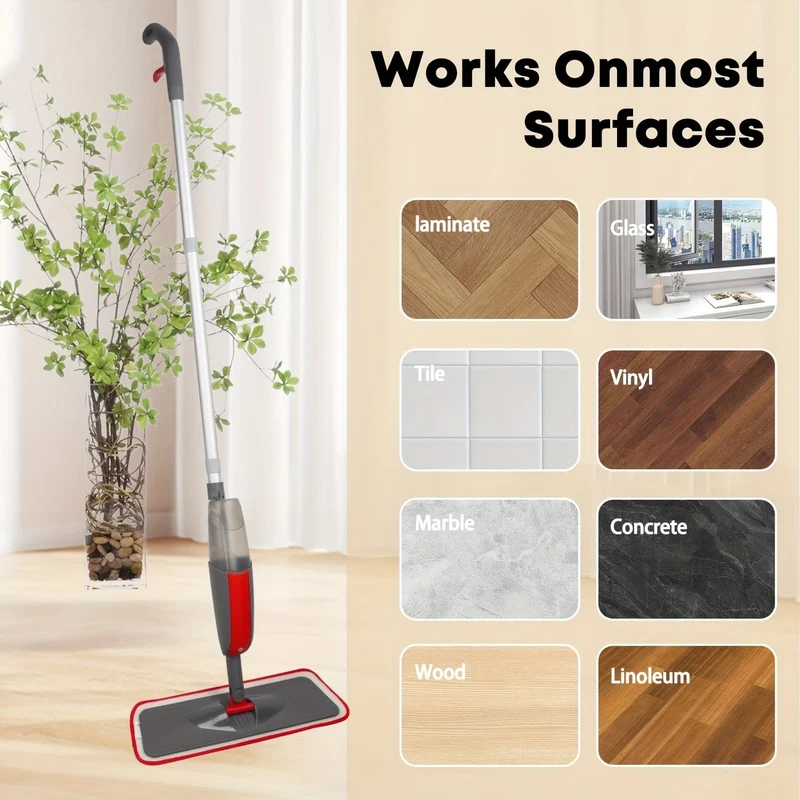Mehrzweck-Sprühmopp-Set für die Küche zu Hause, Hartholz, Laminat, Vinylplanken, wiederverwendbare waschbare Pads, nachfüllbares Sprühgerät, Nass-/Trockenreinigungswerkzeug