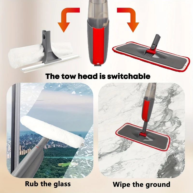 Mehrzweck-Sprühmopp-Set für die Küche zu Hause, Hartholz, Laminat, Vinylplanken, wiederverwendbare waschbare Pads, nachfüllbares Sprühgerät, Nass-/Trockenreinigungswerkzeug
