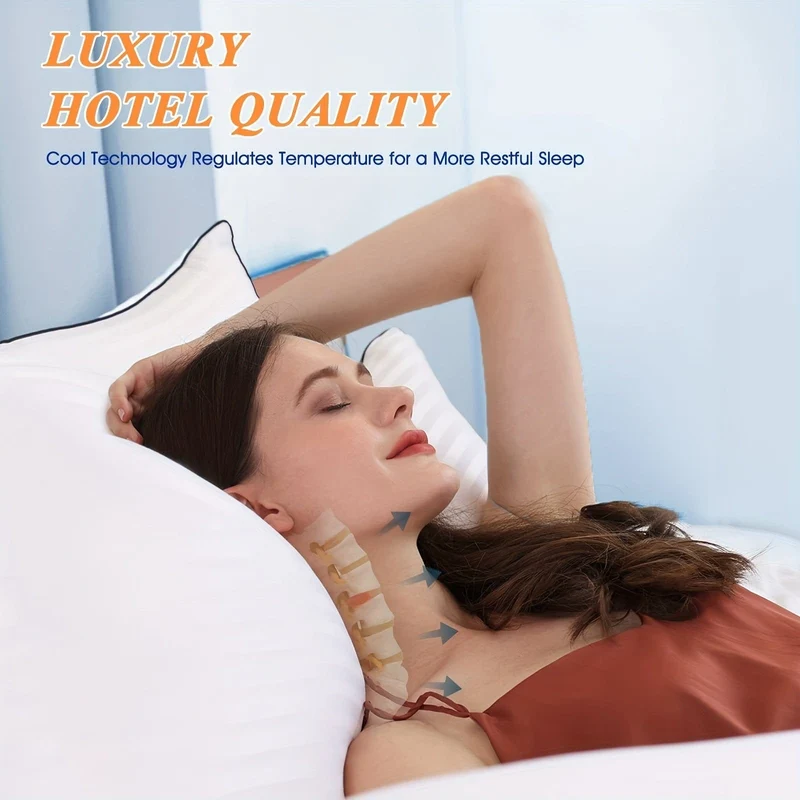 1 Stück luxuriöses Bettkissen in Hotelqualität – kühlend und unterstützend – perfekt für Gästezimmer im Schlafzimmer – weiche Daunen-Alternativfüllung für Rücken-, Bauch- und Seitenschläfer