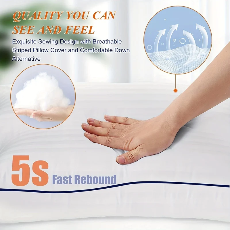 1 Stück luxuriöses Bettkissen in Hotelqualität – kühlend und unterstützend – perfekt für Gästezimmer im Schlafzimmer – weiche Daunen-Alternativfüllung für Rücken-, Bauch- und Seitenschläfer