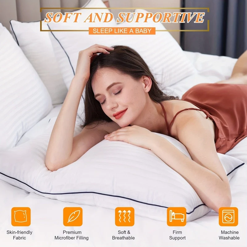 1 Stück luxuriöses Bettkissen in Hotelqualität – kühlend und unterstützend – perfekt für Gästezimmer im Schlafzimmer – weiche Daunen-Alternativfüllung für Rücken-, Bauch- und Seitenschläfer
