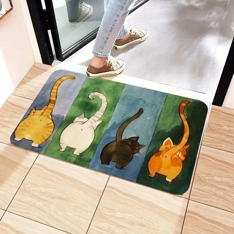 1 Stück, verdickte süße Katzen-Fußmatte in den Wohnzimmerteppich, Schlafzimmermatte, Türmatte, Badezimmer, rutschfeste Fußmatte, Bodenmatte, 0.39 Zoll/1 cm Dicke